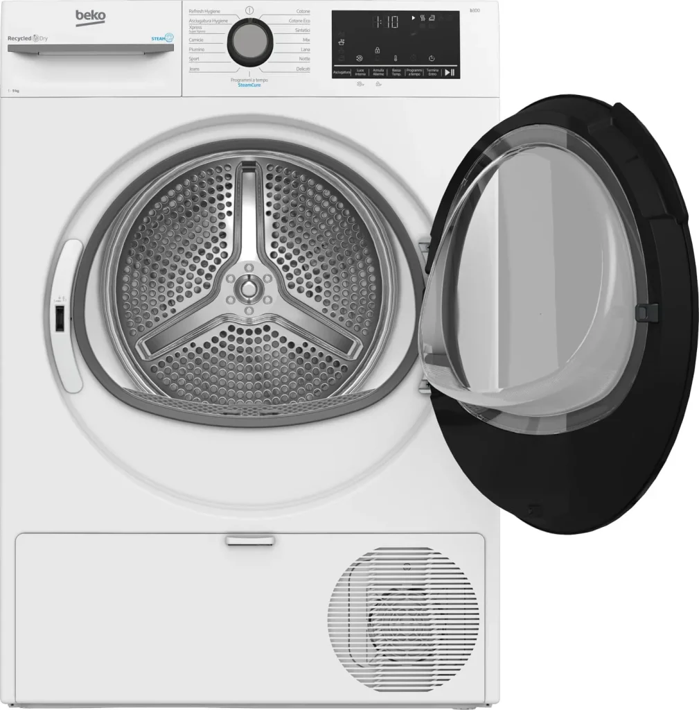 Asciugatrice 9 Kg Beko Classe C Inverter con Pompa di Calore Profondità 67 cm Vapore EcoGentle colore Bianco - BMGT491SBI_IT