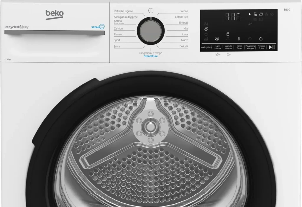 Asciugatrice 9 Kg Beko Classe C Inverter con Pompa di Calore Profondità 67 cm Vapore EcoGentle colore Bianco - BMGT491SBI_IT