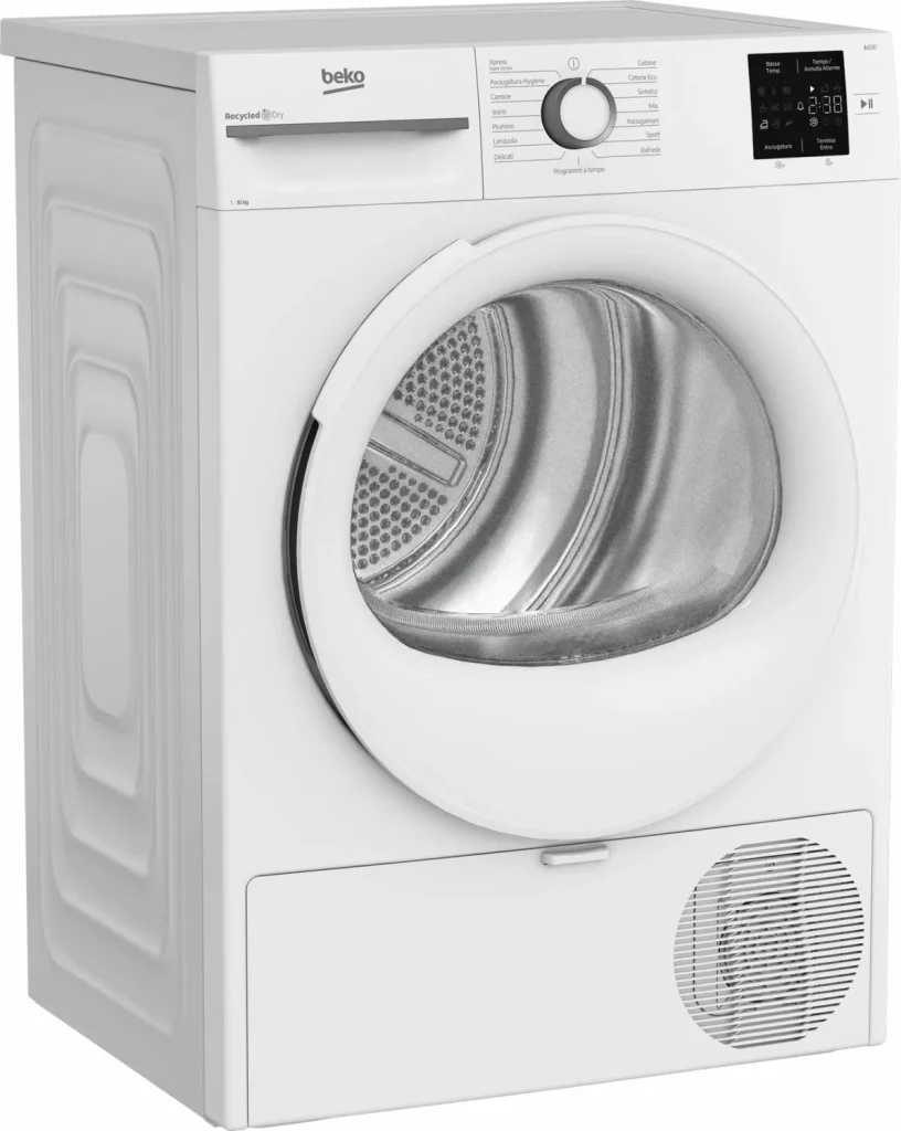 Asciugatrice Beko 10 Kg Classe D Inverter con Pompa di Calore Profondità 61 cm Vapore EcoGentle colore Bianco - BMT103EW