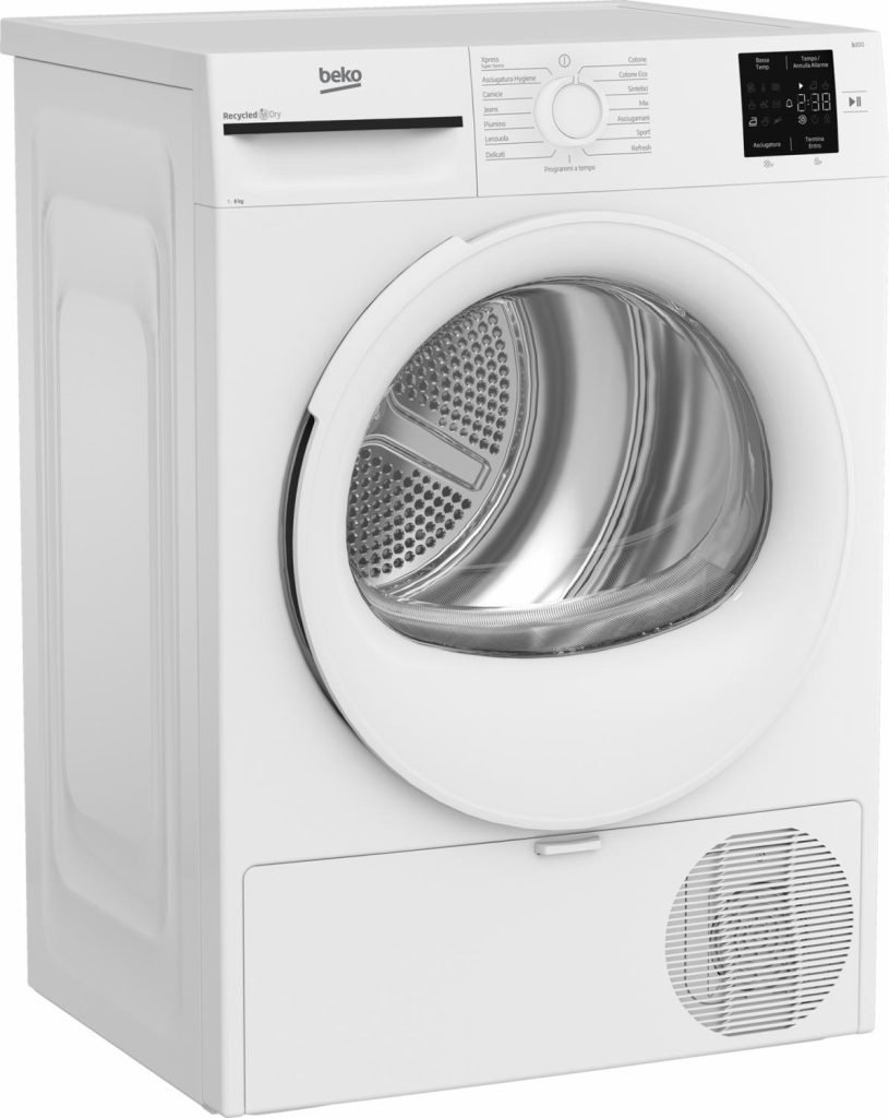Beko Asciugatrice 8 Kg Classe D Inverter con Pompa di Calore Profondità 55 cm Vapore EcoGentle colore Bianco - BMT83EW