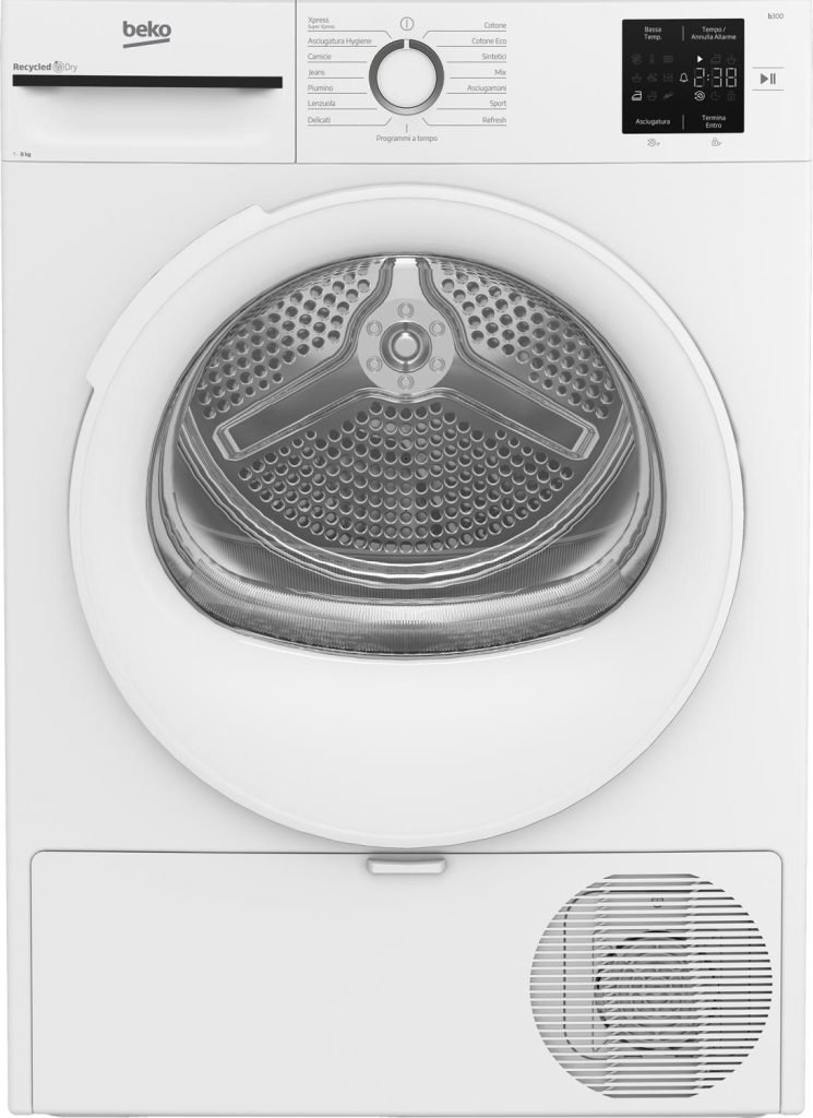 Beko Asciugatrice 8 Kg Classe D Inverter con Pompa di Calore Profondità 55 cm Vapore EcoGentle colore Bianco - BMT83EW