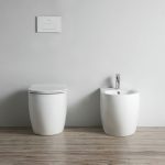 Bidet a pavimento filo muro FB53B in ceramica 52.5x37x41H cm bianco