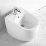 Bidet a pavimento filo muro FB53B in ceramica 52.5x37x41H cm bianco