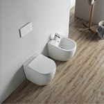 Bidet a pavimento filo muro FB53B in ceramica 52.5x37x41H cm bianco