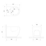 Bidet a pavimento filo muro FB53B in ceramica 52.5x37x41H cm bianco