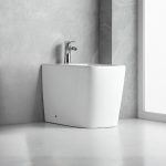 Bidet a pavimento filo muro FB54D in ceramica 54x36x42H cm bianco