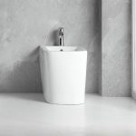 Bidet a pavimento filo muro FB54D in ceramica 54x36x42H cm bianco