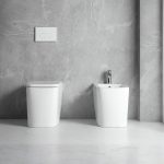 Bidet a pavimento filo muro FB54D in ceramica 54x36x42H cm bianco