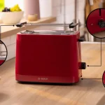 Tostapane Bosch 2 Fette Potenza 950 Watt Funzione Scongelamento e Riscalda colore Rosso - TAT3M124