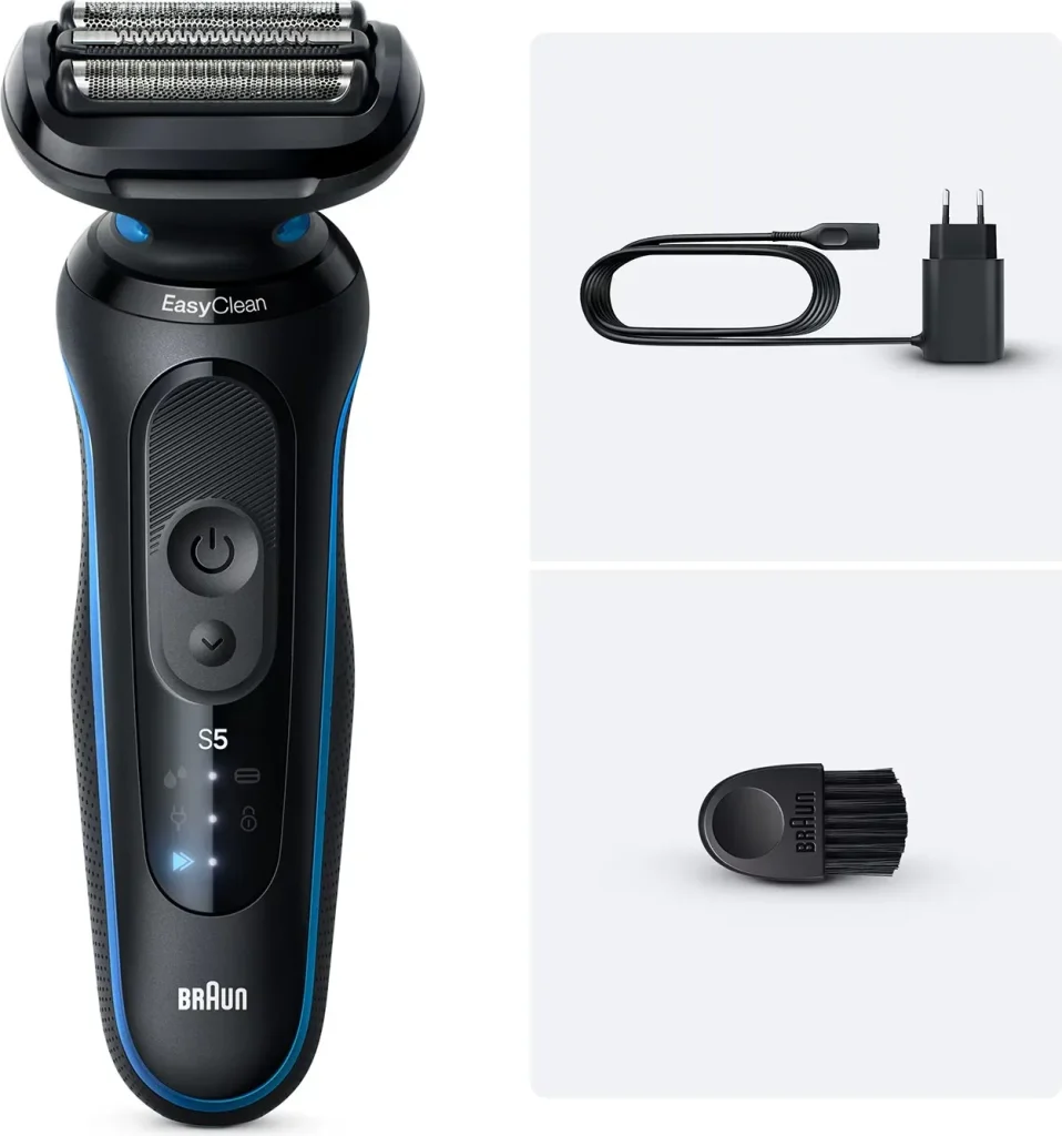 Braun Rasoio Elettrico Ricaricabile Wet & Dry 3 Lame Autonomia 50 min colore Nero serie 5 - 52-B1000S