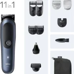 Braun Rifinitore All in One per Barba e Capelli 11 in 1 Ricaricabile Autonomia 120 Minuti 14 Lungheze colore Blu/Nero serie 7 - AIO7540