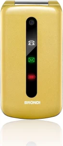 Brondi President - Telefono Cellulare Dual SIM Display 3" Batteria 800 mAh Fotocamera con Radio FM e Bluetooth Colore Oro - 10275074