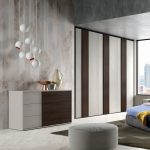 Camera da letto Cecilia grigio frassinato con inserti noce scuro