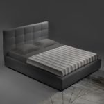 Camera da letto Tania in grigio e talco con armadio 2 ante scorrevoli con specchi e letto contenitore Napoli grigio