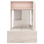 Cameretta 1262 con letto a castello con due cassettoni e armadio reversibile colore bianco consumato e rosa antico