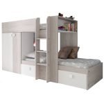Cameretta 1266 con letto a castello con due cassettoni e armadio reversibile colore bianco vintage