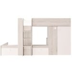 Cameretta 1266 con letto a castello con due cassettoni e armadio reversibile colore bianco vintage