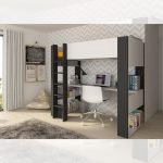 Cameretta 1651 con letto a soppalco e scrivania sottostante colore bianco e antracite
