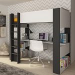 Cameretta 1651 con letto a soppalco e scrivania sottostante colore bianco e antracite