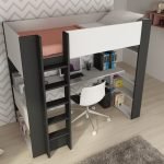 Cameretta 1651 con letto a soppalco e scrivania sottostante colore bianco e antracite