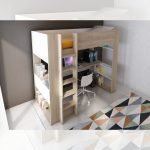 Cameretta 1652 con letto a soppalco e scrivania sottostante colore bianco e rovere
