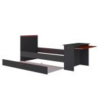 Cameretta 5040 con letto singolo con letto estraibile e scrivania incorporata colore antracite e rosso reversibile