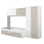 Cameretta a ponte 6006 con letto estraibile e armadio colore bianco consumato e bianco reversibile