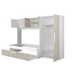 Cameretta a ponte 6006 con letto estraibile e armadio colore bianco consumato e bianco reversibile