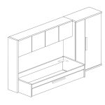 Cameretta a ponte 6006 con letto estraibile e armadio colore bianco consumato e bianco reversibile