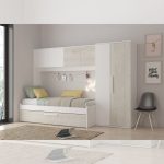 Cameretta a ponte 6006 con letto estraibile e armadio colore bianco consumato e bianco reversibile