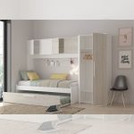 Cameretta a ponte 6006 con letto estraibile e armadio colore bianco consumato e bianco reversibile