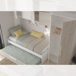 Cameretta a ponte 6006 con letto estraibile e armadio colore bianco consumato e bianco reversibile