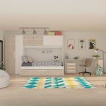 Cameretta a ponte 6006 con letto estraibile e armadio colore bianco consumato e bianco reversibile