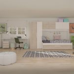 Cameretta a ponte 6006 con letto estraibile e armadio colore bianco consumato e bianco reversibile