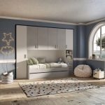 Cameretta a ponte Gilbert bianco opaco e gesso con letto estraibile
