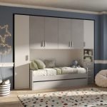 Cameretta a ponte Gilbert bianco opaco e gesso con letto estraibile