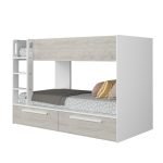 Cameretta con letto a castello con cassettoni colore bianco consumato e bianco reversibile