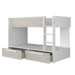 Cameretta con letto a castello con cassettoni colore bianco consumato e bianco reversibile