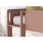 Cameretta con letto a castello con cassettoni e armadio reversibile colore rovere e rosa antico
