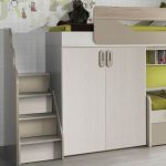 Cameretta soppalco Milly con 3 letti colore talco verde e brown