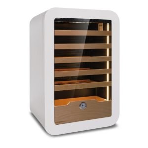 Cantinetta Vinarius 40 ventilato con 5 mensole in legno con guide telescopiche in colore bianco classe G