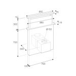 Cappa aspirante down draft Bertazzoni KDD90XA da 90 cm. 1 motore acciaio inox e vetro nero classe A