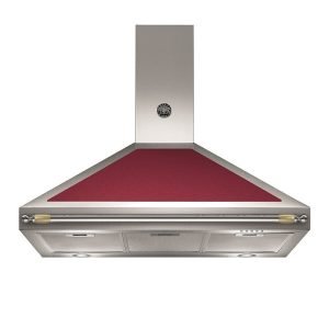 Cappa camino Bertazzoni K100HERVIA da 100 cm. colore inox e rosso