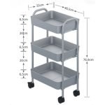 Carrello service multiuso Tier 3 ripiani con rotelle in metallo bianco