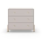 Cassettiera Enola in legno massiccio con 3 cassetti beige e gambe pino
