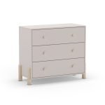 Cassettiera Enola in legno massiccio con 3 cassetti beige e gambe pino