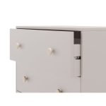 Cassettiera Enola in legno massiccio con 3 cassetti beige e gambe pino