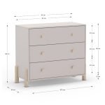 Cassettiera Enola in legno massiccio con 3 cassetti beige e gambe pino
