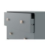 Cassettiera Enola in legno massiccio con 3 cassetti verde cachi e gambe pino