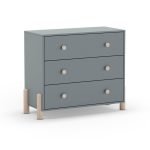 Cassettiera Enola in legno massiccio con 3 cassetti verde cachi e gambe pino
